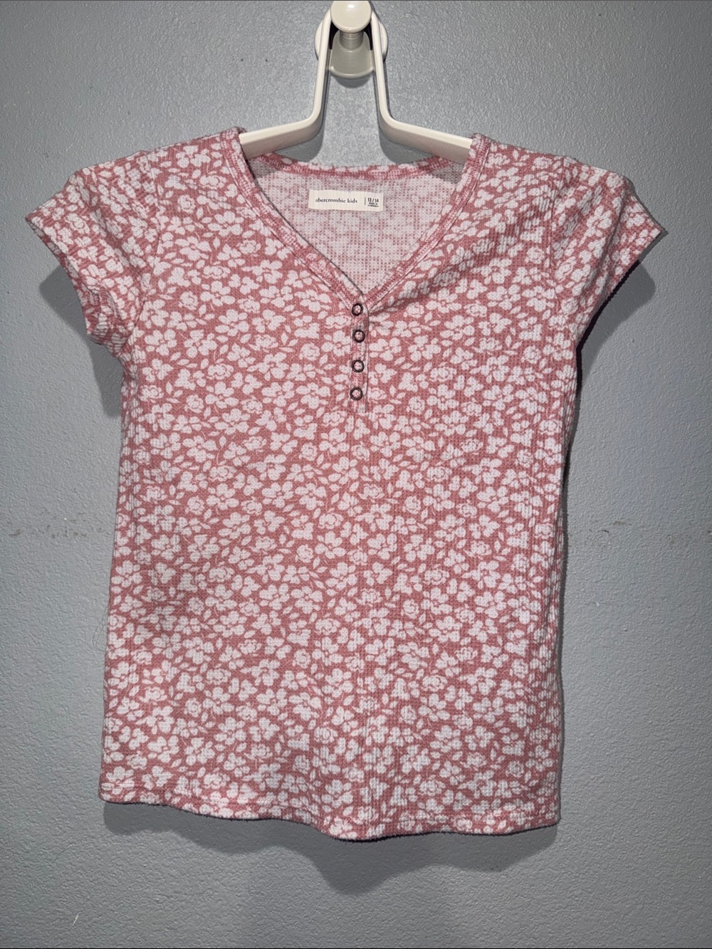 abercrombie kids Dusty Pink Floral Henley Tee